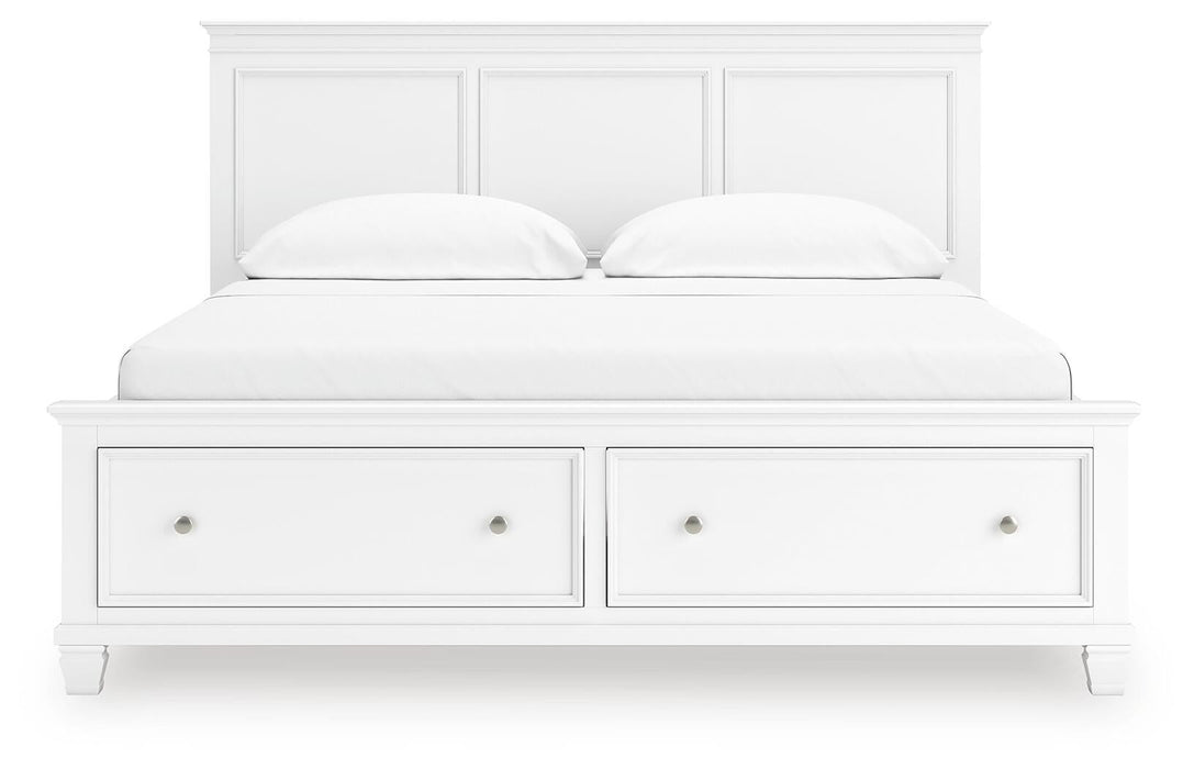 Fortman California King Panel Storage Bed, Dresser and Mirror