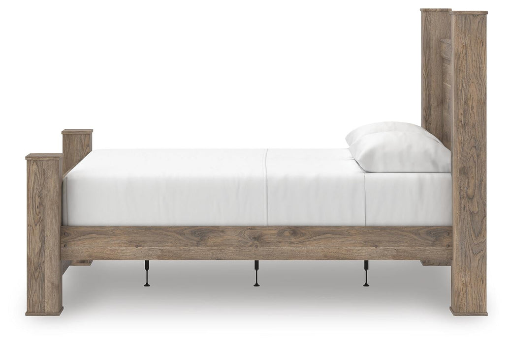 Keithland Queen Poster Bed with Mirrored Dresser