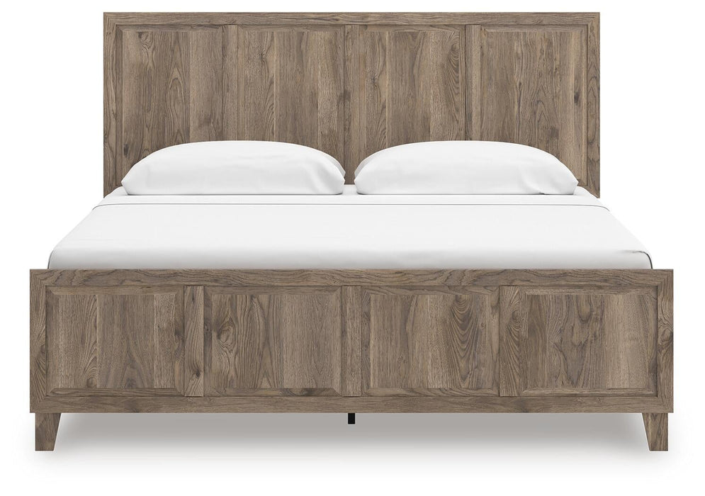 Keithland King Panel Bed with Mirrored Dresser and Nightstand