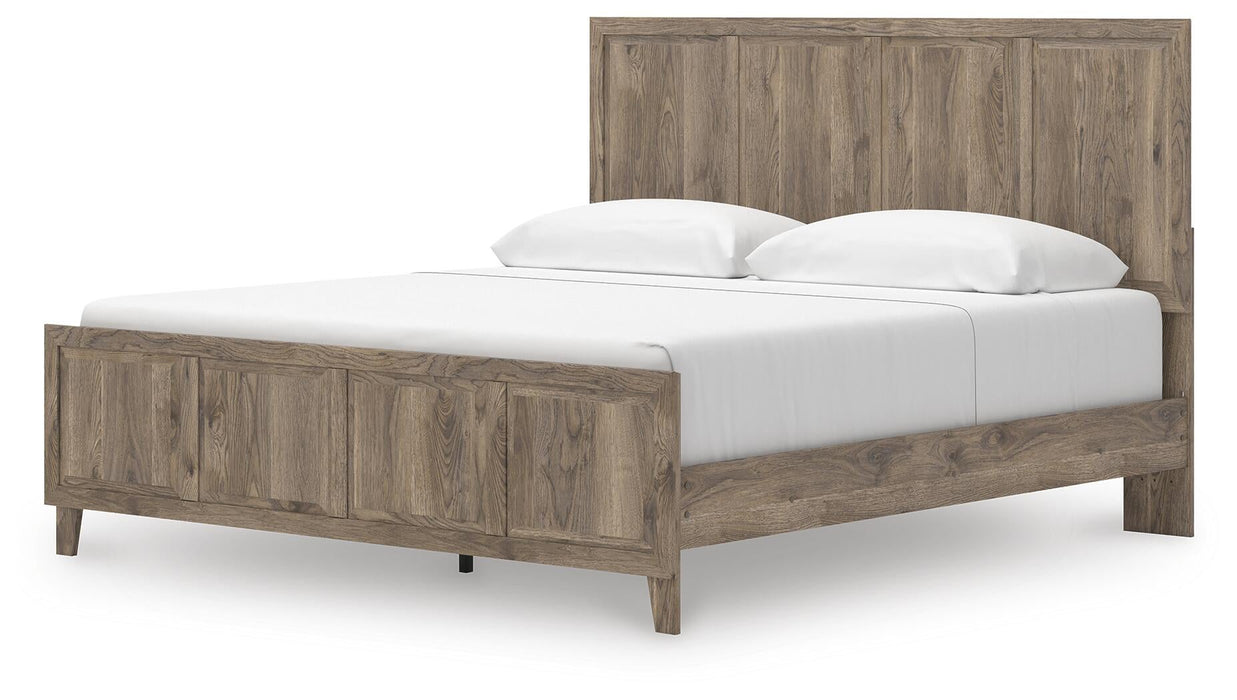 Keithland King Panel Bed with Mirrored Dresser and Nightstand