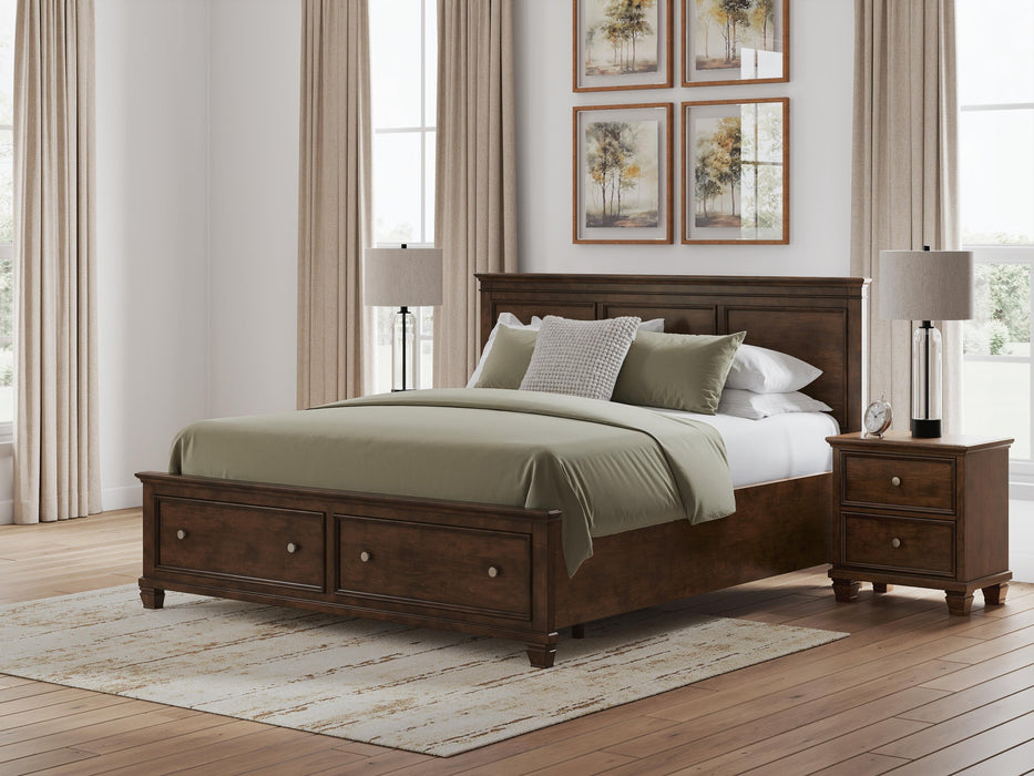 Danabrin California King Panel Storage Bed, Dresser, Mirror and Nightstand
