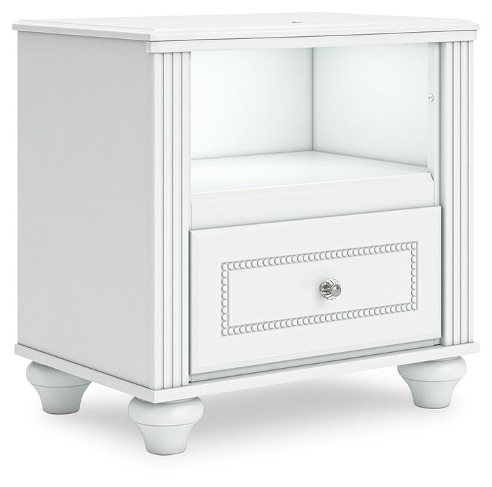 Maylilly Twin Upholstered Panel Bed, Dresser, Mirror and Nightstand