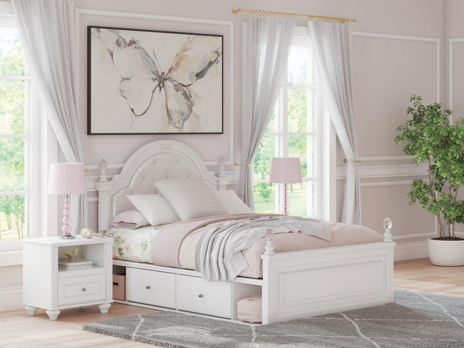 Maylilly Full Upholstered Panel Storage Bed, Dresser and Mirror