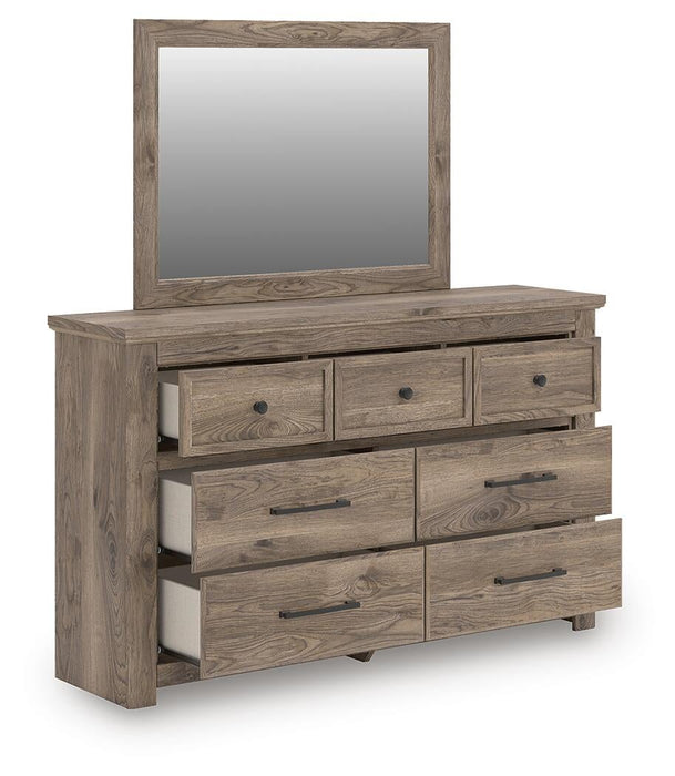 Keithland King Panel Bed with Mirrored Dresser