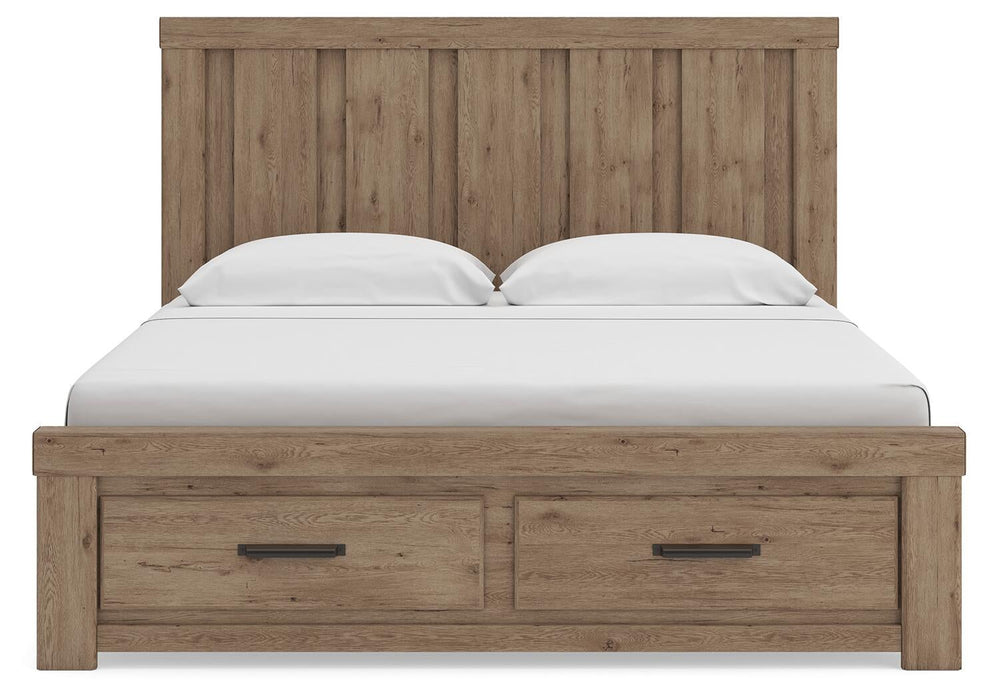 Garistyn King Panel Storage Bed, Dresser, Mirror, Chest and Nightstand