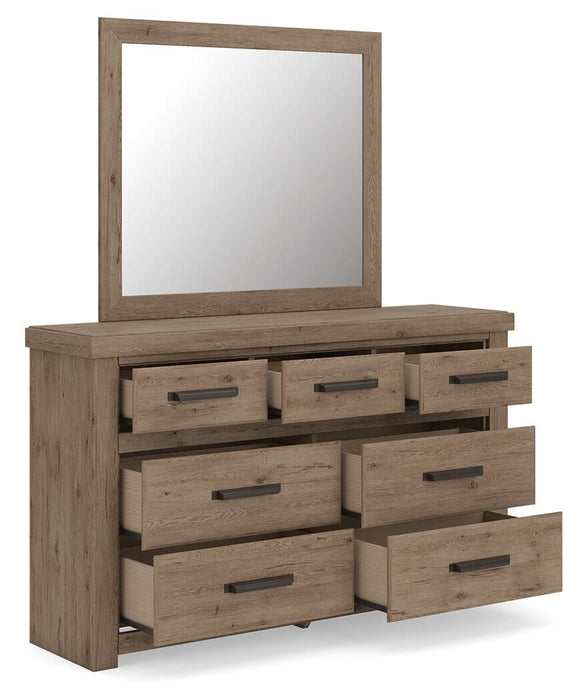 Garistyn King Panel Storage Bed, Dresser and Mirror