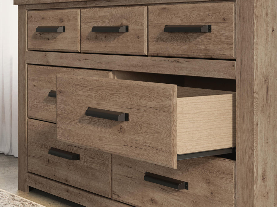 Garistyn King Panel Storage Bed. Dresser, Mirror and Nightstand