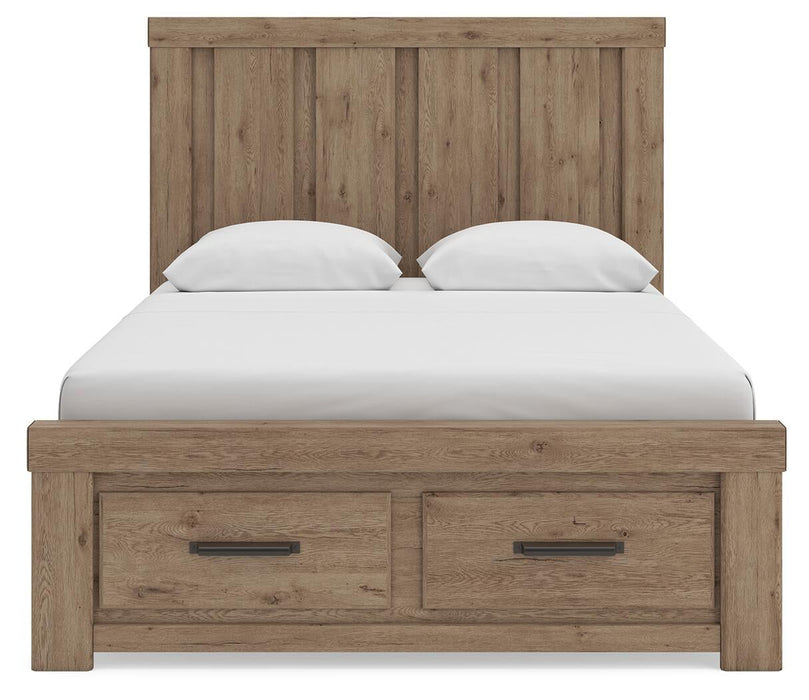 Garistyn Queen Panel Storage Bed, Dresser, Mirror, Chest and Nightstand
