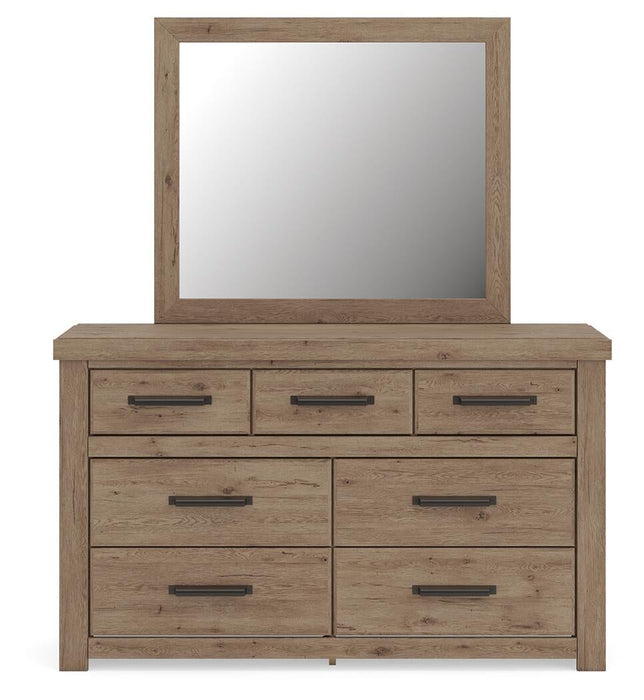 Garistyn Queen Panel Storage Bed. Dresser, Mirror and Nightstand