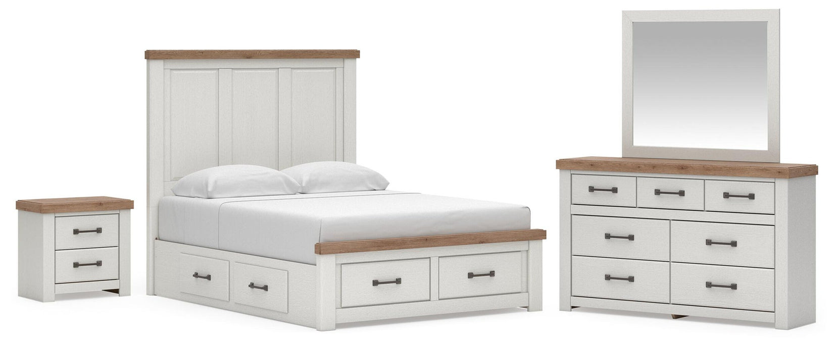 Savonport King Panel Storage Bed. Dresser, Mirror and Nightstand